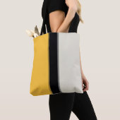 Moderne Mustard Yellow Silver Grau Black Streifen Tasche (Von Nahem)