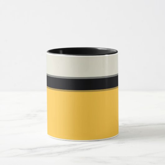 Moderne Mustard Yellow Silver Grau Black Streifen Tasse (Zentrum)