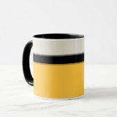 Moderne Mustard Yellow Silver Grau Black Streifen Tasse (Vorderseite Links)