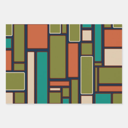 Moderne Muster der Retro Geometric Mittelalter Geschenkpapier Set (Vorderseite 3)