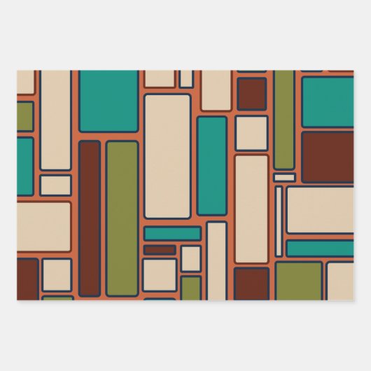 Moderne Muster der Retro Geometric Mittelalter Geschenkpapier Set (Vorderseite 2)