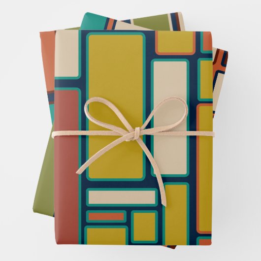 Moderne Muster der Retro Geometric Mittelalter Geschenkpapier Set (Beispiel)