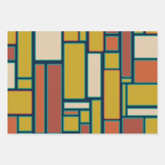 Moderne Muster der Retro Geometric Mittelalter Geschenkpapier Set (Vorderseite)