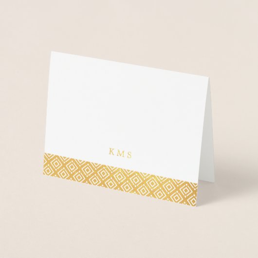 Moderne Muster Monogram Note Card Folienkarte (Vorderseite)