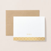 Moderne Muster Monogram Note Card Folienkarte (Vorderseite mit Umschlag)