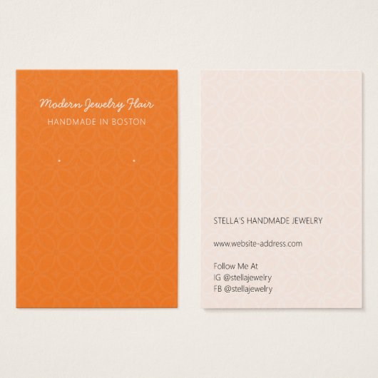 Moderne Muster Orange Ohrring Displaykarte (Vorne & Hinten)