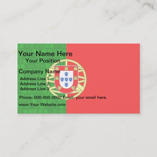 Moderne Muster-Portugiese-Flagge Visitenkarte (Vorderseite)