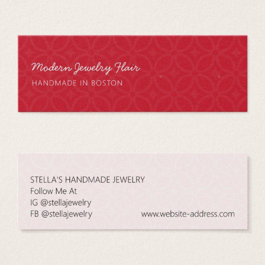 Moderne Muster-Rot-Stud-Ohrring-Display-Karte (Vorne & Hinten)