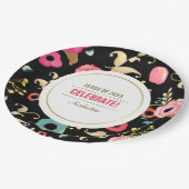 Moderne Mustergraduierungspartei für Blumenmuster Pappteller (Schrägansicht)