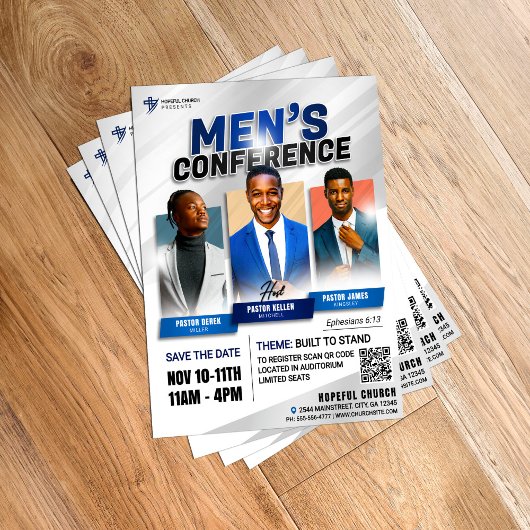 Moderne, mutige Ansammlung der Blue Men's Church Flyer