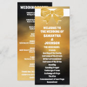 Moderne, mutige Black Gold Bow Wedding Program Car (Vorne/Hinten)