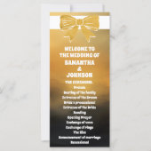 Moderne, mutige Black Gold Bow Wedding Program Car (Vorderseite)