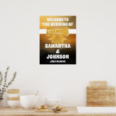 Moderne, mutige Black Gold Bow Wedding Willkommen Poster (Küche)