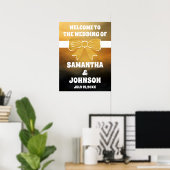 Moderne, mutige Black Gold Bow Wedding Willkommen Poster (Heimbüro)