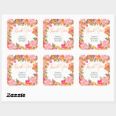 Moderne, mutige Blume danke Ihnen Brautparty Quadratischer Aufkleber (Blatt)