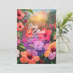 Moderne, mutige, farbenfrohe Blumenhochzeit laden Einladung