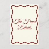 Moderne, mutige Funky Retro Chic Wedding Details Begleitkarte (Rückseite)