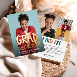 Moderne, mutige Grad-Ankündigung 24 Folieneinladung