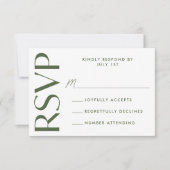 Moderne, mutige, grüne Olive-Typografie-Hochzeit RSVP Karte (Vorderseite)