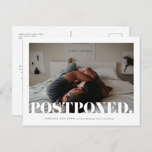 Moderne, mutige Hochzeitverlängerung verändern das Ankündigungspostkarte (Vorne/Hinten)