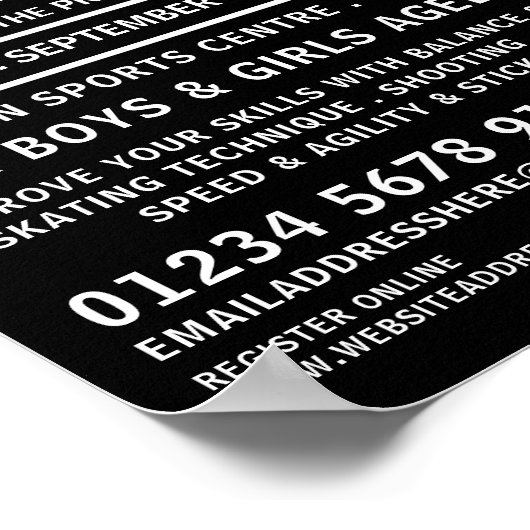 Moderne mutige Hockey Camp-Werbung Poster (Ecke)