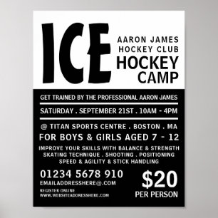 Moderne mutige Hockey Camp-Werbung Poster