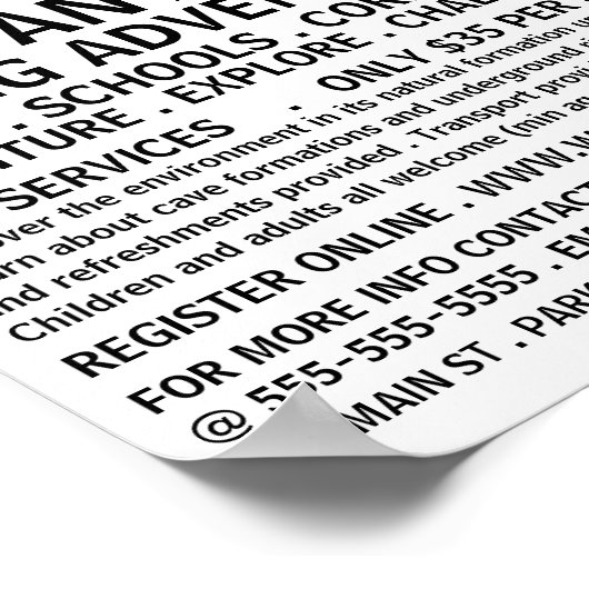Moderne mutige, Höhlenwerbung Poster (Ecke)