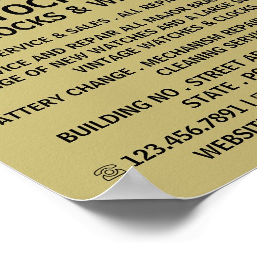 Moderne mutige, horologistische Werbung Poster (Ecke)