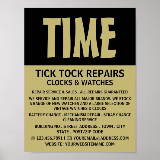 Moderne mutige, horologistische Werbung Poster (Vorne)