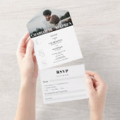 Moderne, mutige lässige Initialen Foto Hochzeit All In One Einladung (Abreißen)