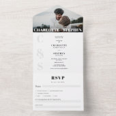 Moderne, mutige lässige Initialen Foto Hochzeit All In One Einladung (Innen Boden)