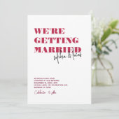 moderne, mutige Minimal Viva Magenta Wavy Hochzeit Einladung (Stehend Vorderseite)