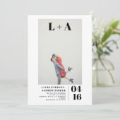 Moderne mutige minimalistische Initialen Foto Hoch Einladung (Stehend Vorderseite)