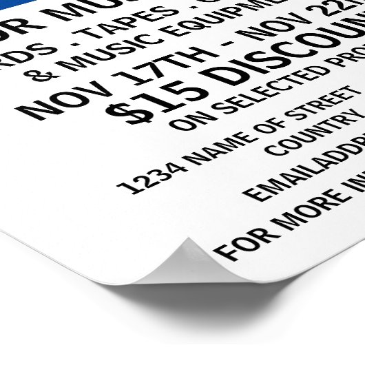 Moderne mutige Musik-Store-Werbung Poster (Ecke)