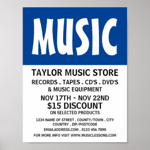 Moderne mutige Musik-Store-Werbung Poster
