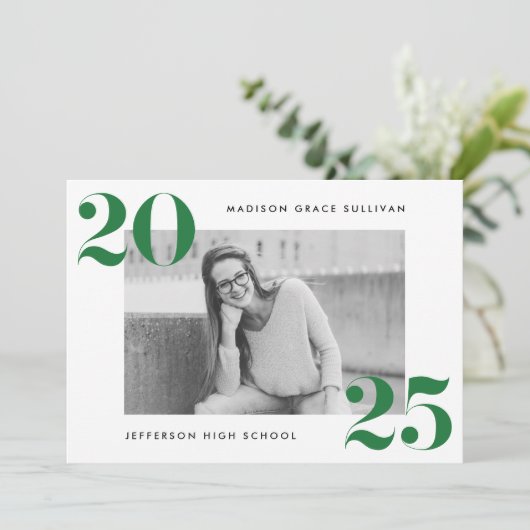 Moderne mutige Partei 2025 für grünes Foto Einladung (Stehend Vorderseite)