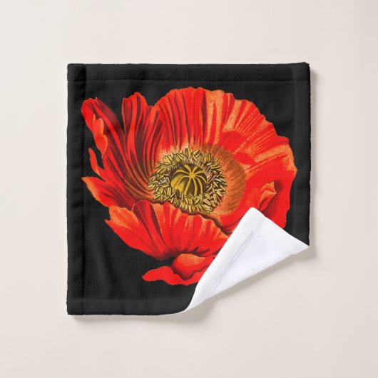 Moderne mutige rote Mohnblumen-Blumen Badhandtuch Set (Waschlappen)