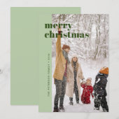 Moderne mutige Salbeigrüne Frohe Weihnachten Foto (Vorne/Hinten)