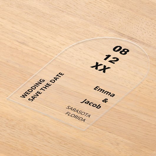 Moderne, mutige Save the Date Acryleinladung Acryleinladungen (Ablage )