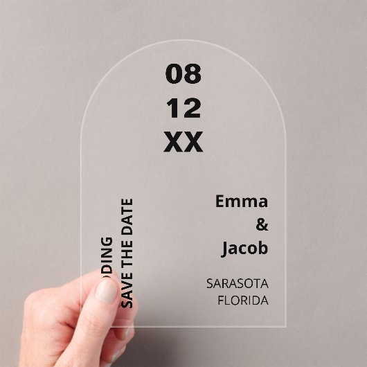 Moderne, mutige Save the Date Acryleinladung Acryleinladungen (Insitu (Handheld))