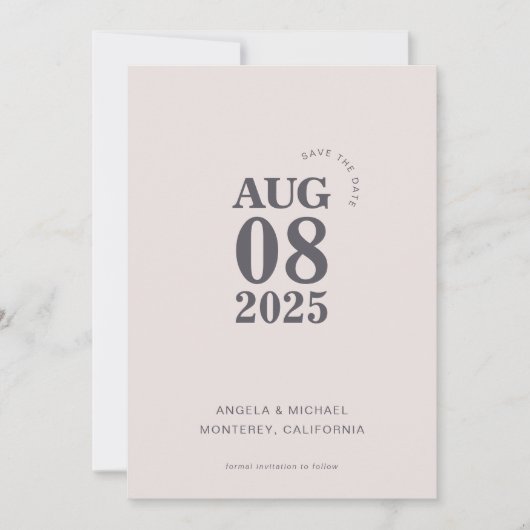 Moderne, mutige Save the Date Hochzeitseinladung Einladung (Vorderseite)
