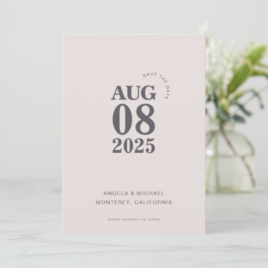 Moderne, mutige Save the Date Hochzeitseinladung Einladung (Stehend Vorderseite)