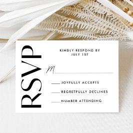 Moderne, mutige Schwarze Typografie Hochzeit RSVP Karte