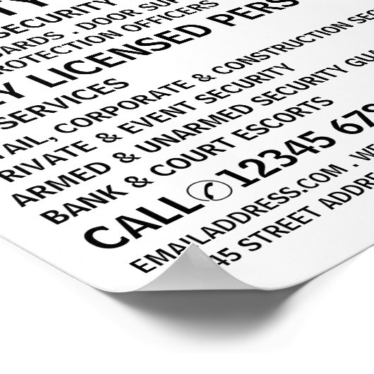 Moderne mutige, sicherheitsrelevante Personalwerbu Poster (Ecke)