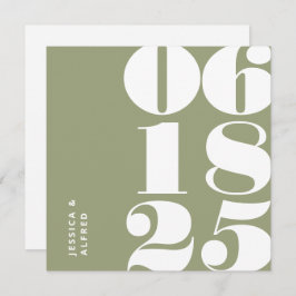 Moderne, mutige Szene Grün Big Date Wedding Save The Date