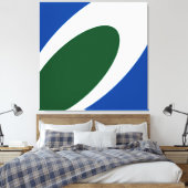 Moderne, mutige, tiefblaue, weiße, grüne Krümmer Leinwanddruck (Insitu (Schlafzimmer))
