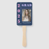 Moderne, mutige Typografie Blue Foto Graduation Pa Fächer (Rückseite)