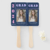 Moderne, mutige Typografie Blue Foto Graduation Pa Fächer (Vorne und Hinten)