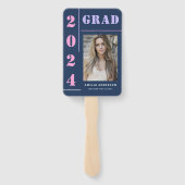 Moderne, mutige Typografie Blue Foto Graduation Pa Fächer (Rückseite)