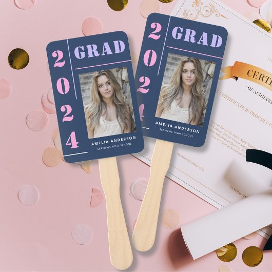 Moderne, mutige Typografie Blue Foto Graduation Pa Fächer